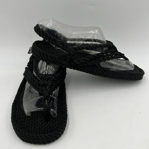 NOMADIC STATE OF MIND BLACK ROGE VEGAN HEMP HIPPIE BOHO THONG SANDALS WORN ONCE